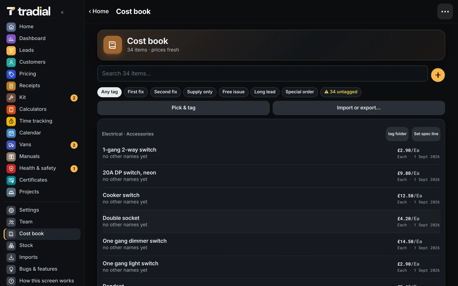 The cost book