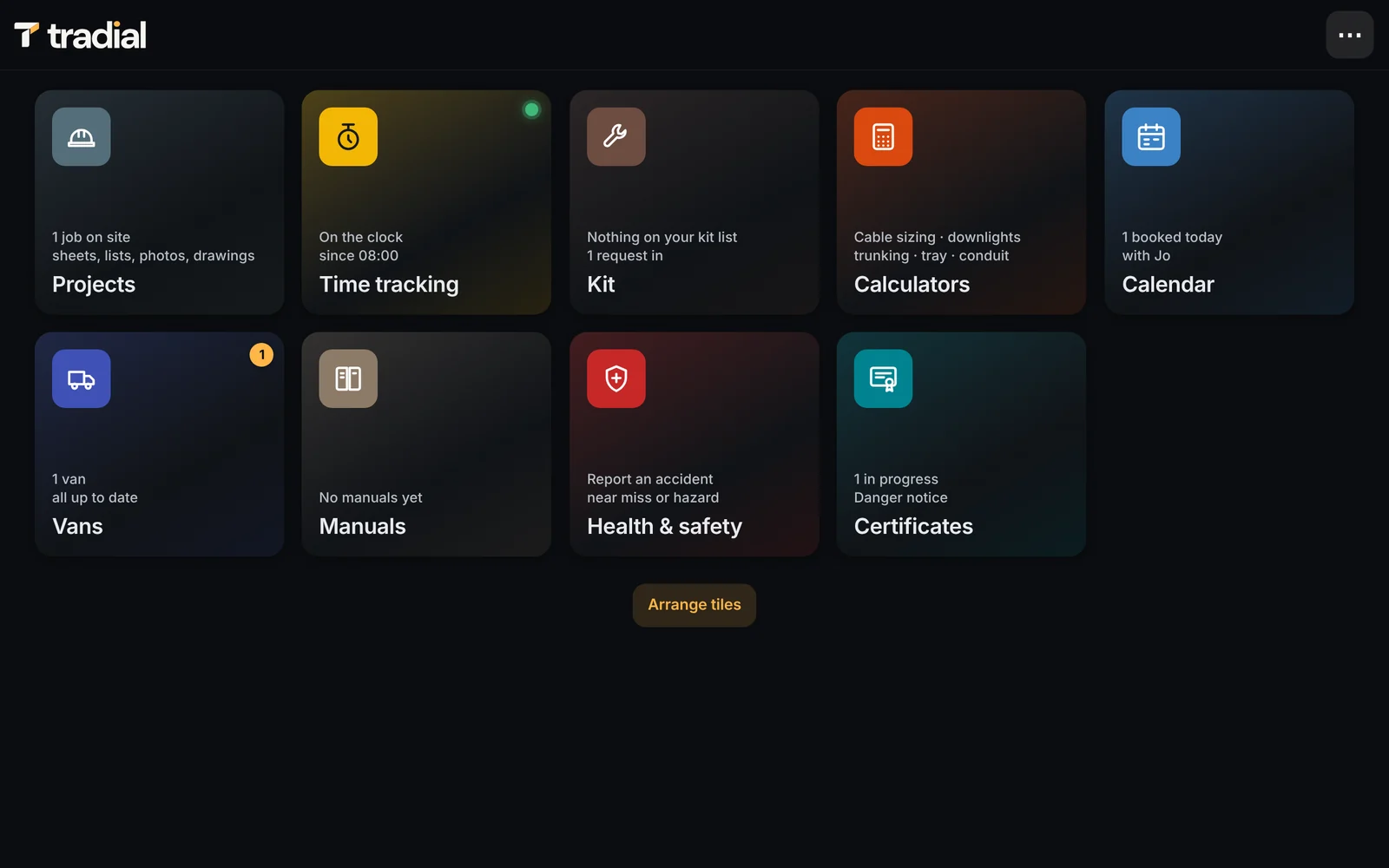 The installer's home screen on a computer